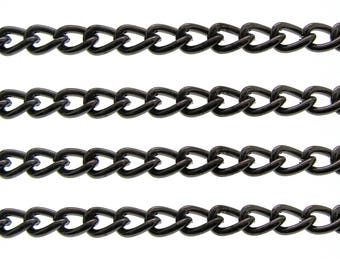 Gunmetal Twist Oval Chain /  Black Curb Chain Findings 5.5mm x 7.5mm x 1.2mm [8 FEET] -- Lead, Nickel & Cadmium Free 100609