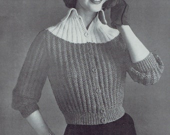 Women's Vintage Sweater No. 3804 Knitting Pattern PDF -- INSTANT DOWNLOAD --  Digital Pattern c.1956