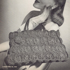 Fashion Crochet Pattern, &quot;1940&#39;s Vintage Cordet Handbag / Purse Crochet PDF Pattern&quot; -- INSTANT DOWNLOAD --