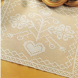 Vintage Filet Crochet Pattern &quot;Folk Art Rectangle Doily&quot; Digital PDF Pattern -- INSTANT DOWNLOAD, Doily Crochet Pattern, 14-1-2” by 17-3/4”
