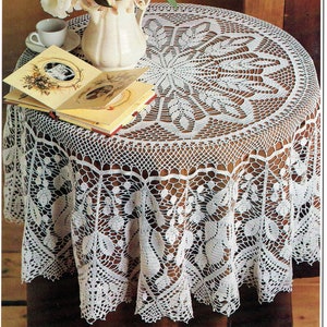 Vintage Crochet Tablecloth Pattern, &quot;Provence Masterpiece Round Tablecloth&quot; Digital Crochet PDF Pattern -- INSTANT DOWNLOAD