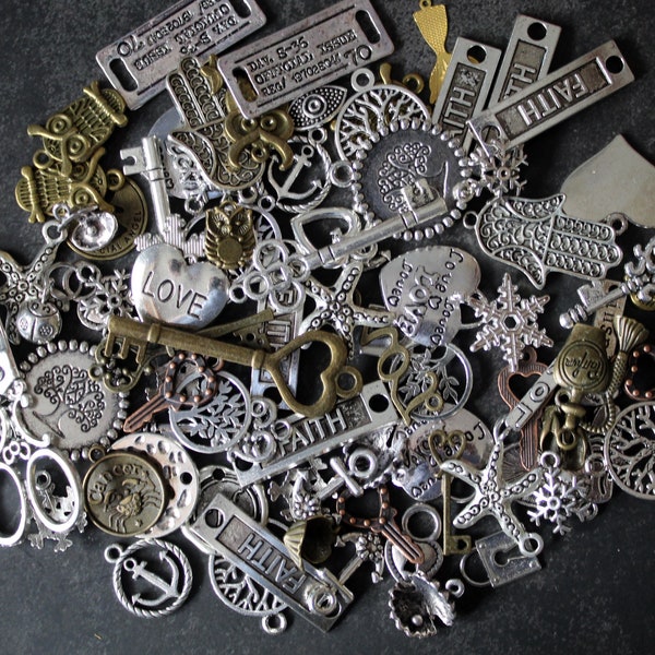 Closeout NOS Mixed Lot of New Charms & Connectors (25 pieces) / Jewelry Making and Craft Supplies