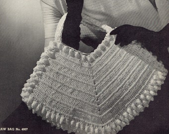 Vintage Purse Crochet Pattern PDF -- INSTANT DOWNLOAD -- Straw Handbag Crochet Digital Pattern c.1944