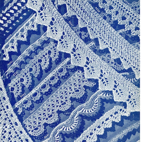 Vintage Knitted & Crochet Edgings Crochet Pattern PDF -- INSTANT DOWNLOAD -- 14 Different Lace Edgings,  Digital Pattern c.1945