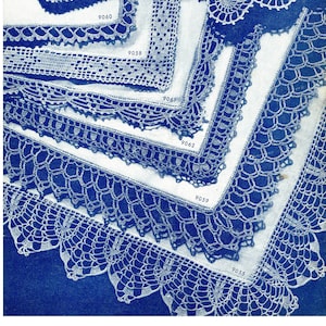 Vintage Handkerchief Crochet Lace Edgings Pattern PDF -- INSTANT DOWNLOAD -- Crochet Edging Digital Pattern c.1945