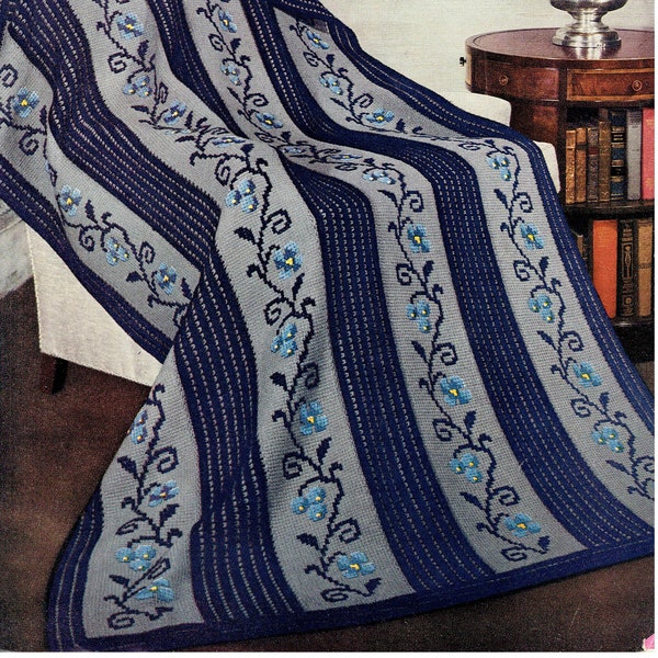 Cornflower Vintage Afghan Crochet Pattern PDF -- INSTANT DOWNLOAD --  Heirloom Afghan Digital Pattern c.1947