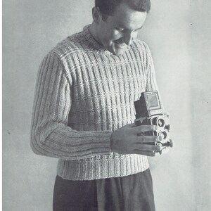 Men&#39;s Vintage Knitted Sweater No. 3797 Pattern PDF -- INSTANT DOWNLOAD --  Knitting Digital Pattern c.1956