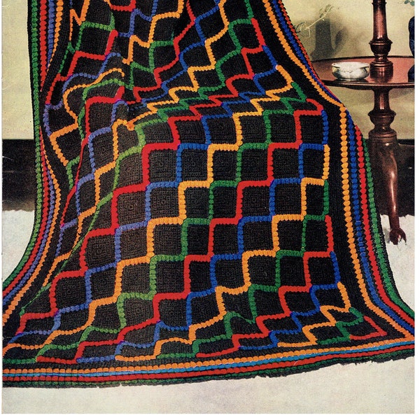 1940s Plymouth Vintage Afghan Crochet Pattern PDF -- INSTANT DOWNLOAD --  Heirloom Afghan Digital Pattern c.1947