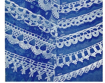 Crochet Lace Edgings Patterns PDF -- INSTANT DOWNLOAD -- 14 Different Crochet Edgings, Digital Pattern c.1945