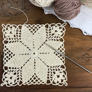 Patrón de crochet vintage para mantel de estrella brillante (PDF) - Patrón de mantel/colcha de crochet antiguo - DESCARGA INSTANTÁNEA de patrones digitales