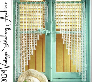 Vintage Crochet Pattern "Clear Day Cottage Curtains" Digital PDF Pattern -- INSTANT DOWNLOAD, Curtain Crochet Pattern