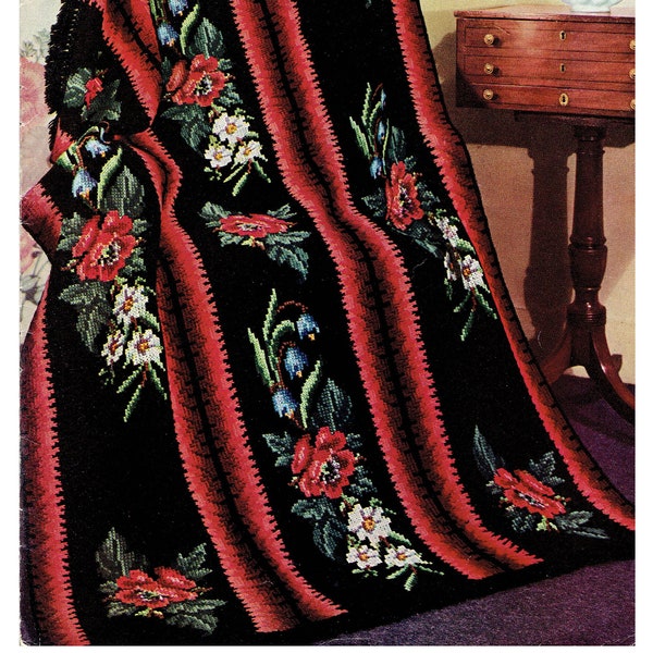 Spring Flowers Vintage Afghan Crochet Pattern PDF -- INSTANT DOWNLOAD --  Heirloom Afghan Digital Pattern c.1944