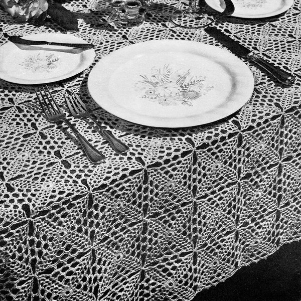 Vintage Crochet Pattern "Square Crochet Motif Tablecloth" PDF Pattern -- INSTANT DOWNLOAD -- Crochet Square Pattern Doilies  c. 1946