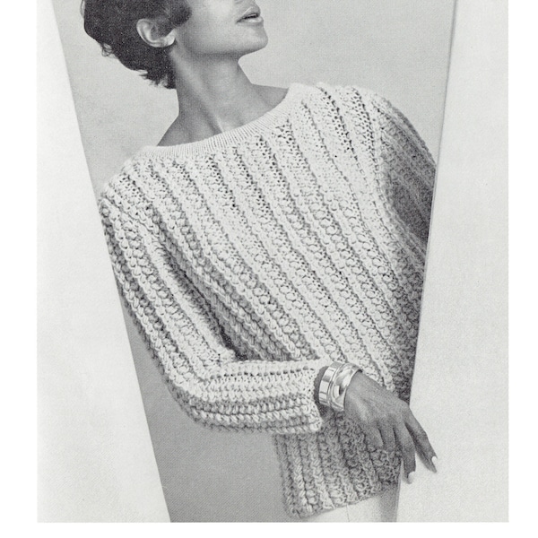 Knitting Sweater Pattern Digital PDF -- INSTANT DOWNLOAD -- Vintage 60s Knitted Jumper Pattern -- Small, Medium, Large, Extra Large