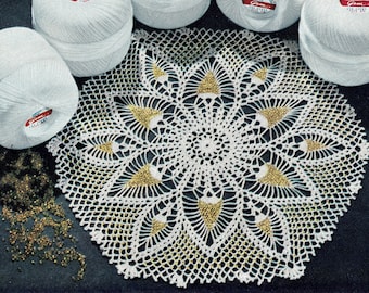 1956 "Pineapples & Beads" Doily Vintage Crochet Pattern PDF -- INSTANT DOWNLOAD -- 10" Crochet Table Topper Digital Pattern