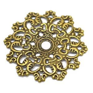 Filigree Embellishments: 10 Antique Bronze Filigree Flower Wraps / Connectors / Brass Filigree Metal Stampings  F16286