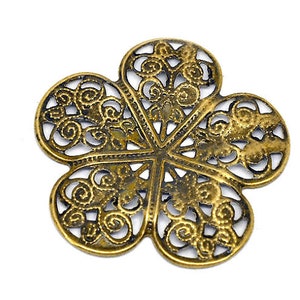 Nickel /& Cadmium Free F14283.J6H Filigree : 10 Antique Bronze Filigree Flower Wraps Connectors Lead Metal Stampings Filigree Links