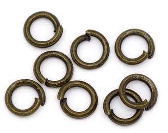 4mm Jump Rings : 100 Antique Brass Open Jump Rings 4mm x .7mm (21 Gauge) | 4mm Bronze Jump Rings -- Nickel free 4x.7AB