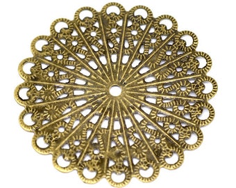 Nickel /& Cadmium Free F14283.J6H Filigree : 10 Antique Bronze Filigree Flower Wraps Connectors Lead Metal Stampings Filigree Links