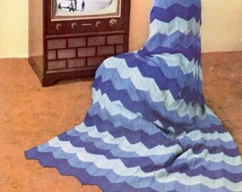 Vintage "Television" Afghan Knitting Pattern PDF -- INSTANT DOWNLOAD --  Knitted Ripple Afghan Digital Pattern c.1952