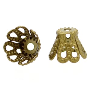 Antique Bronze Filigree Basket Bead Caps [25 pieces] -- 5mm x 7mm (adjustable) -- Nickel Free Jewlery Findings 158.F5