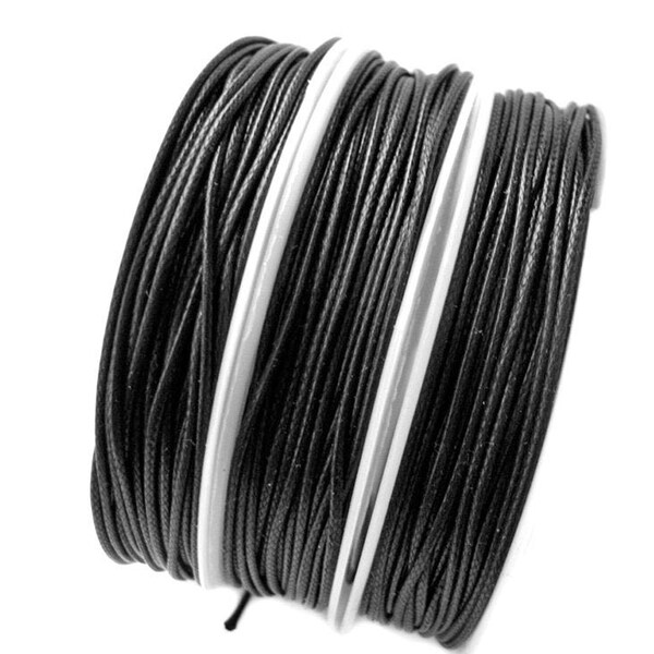 CLEARANCE SALE 10 yards (30 feet) Black 1mm Waxed Polyester Cord String / Bracelet Cord   85/1.0