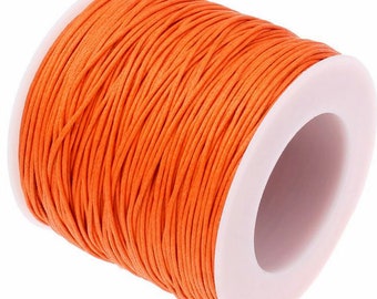 Waxed Cotton Cord : Orange 1mm Waxed Cord String / Bracelet Cord / Macrame Cord  [30 feet -- 10 yards] 161