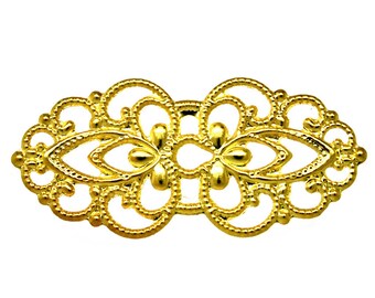 Gold Filigree Connectors / Filligree Embellishments / Links / Metal Stampings -- F236797