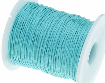 SALE *** Wax Cotton Cord : 70 Yards Full Spool Aqua 1mm Waxed Cord String | Bracelet Cord | Macrame Cord -- 90701-8/70