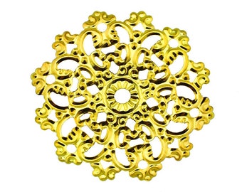 Gold Filigree Connectors / Links / Metal Jewelry Stampings / Filligree Embellishments [10 pieces] -- F37935