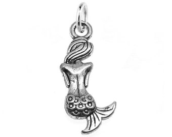 Add-A-Charm Antique Silver Mermaid Charm with Jump Ring [1 piece] -- Lead & Nickel Free Findings 23840.T