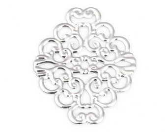 Filigree : 10 Silver Filigree Metal Jewelry Stampings / Embellishments / Filigree Connectors / Links -- Lead & Nickel Free F247812