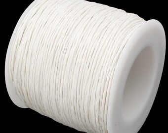 CLEARANCE SALE Waxed  Cord : White .7mm Waxed Cotton Cord String / Bracelet Cord / Macrame Cord  [30 feet] -- 101-30