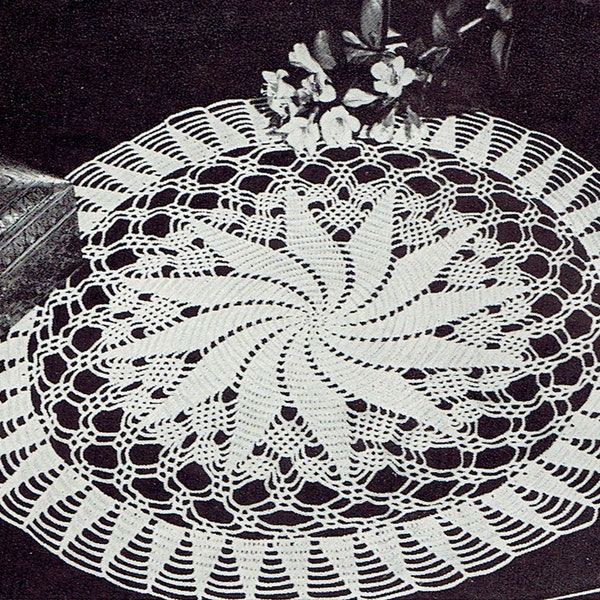 Vintage Crochet Pattern "Whirl-a-way" Doily PDF Pattern -- INSTANT DOWNLOAD -- Crochet Doily Pattern, 17 inches in diameter, c.1942