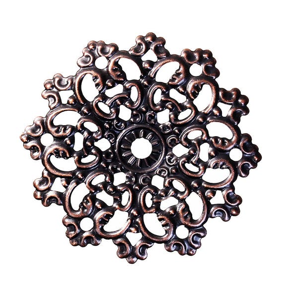 Filigree Embellishments : 10 Antique Copper Filigree Metal Stampings | Jewelry Connectors | Links -- Lead & Nickel Free F89040