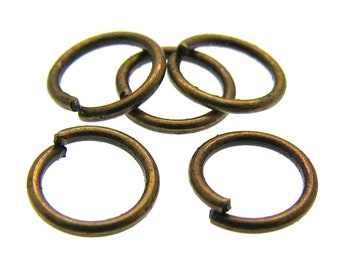 6mm Jump Rings : 100 Antique Bronze Open Jump Rings 6mm x .7mm (21 Gauge) | 6mm Brass Ox Jump Rings -- Nickel free 6/.7-1