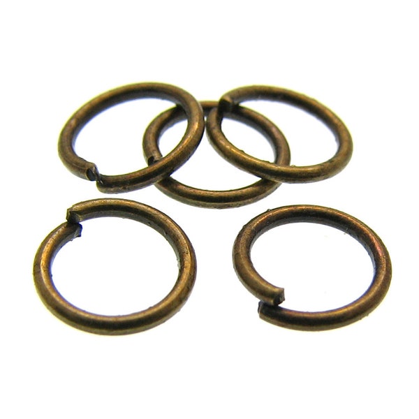 6mm Jump Rings : 100 Antique Bronze Open Jump Rings 6mm x .7mm (21 Gauge) | 6mm Brass Ox Jump Rings -- Nickel free 6/.7-1