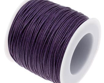 CLEARANCE SALE Waxed Cotton Cord : Dark Viola Purple 1mm Waxed Cord String / Bracelet Cord / Macrame Cord [30 feet] 196