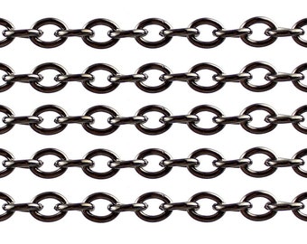 Gunmetal Oval Link Cable Chain Findings 5.5 x 7.5 x 1.4mm  [10 feet] -- Lead, Nickel, & Cadmium Free 50752