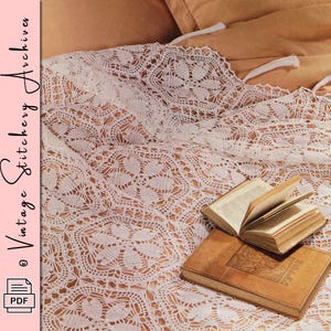 Vintage Floral Hexagon Crochet Coverlet Pattern (PDF Download)