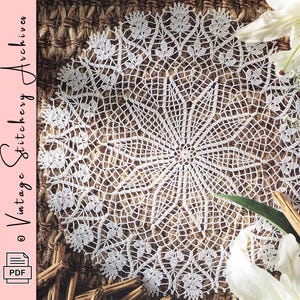 Vintage Crochet Pattern "Tiny Thistles Doily" Digital PDF Pattern -- INSTANT DOWNLOAD, Doily Crochet Pattern