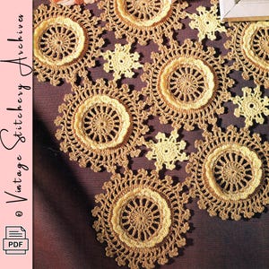 Vintage Doily Crochet Pattern, "Toccata Doily, Table Runner, Tablecloth" Digital PDF Pattern -- INSTANT DOWNLOAD, Home Decor Crochet Pattern