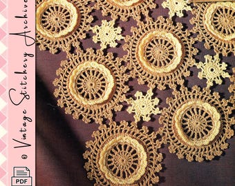 Vintage Doily Crochet Pattern, "Toccata Doily, Table Runner, Tablecloth" Digital PDF Pattern -- INSTANT DOWNLOAD, Home Decor Crochet Pattern