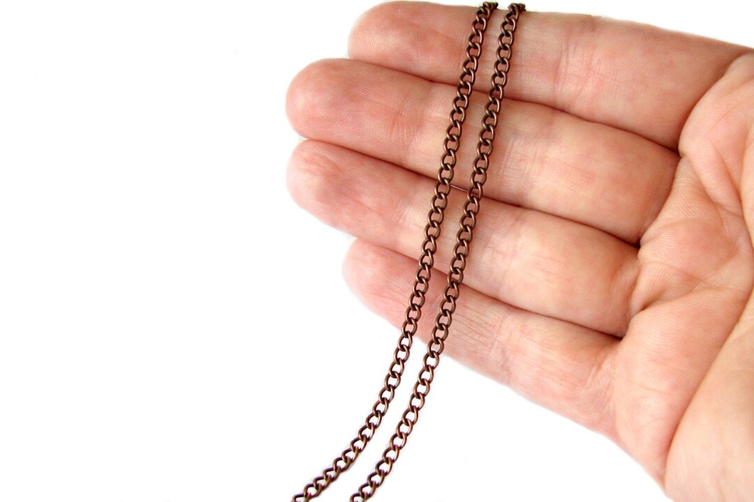 SALE Antique Copper Curb Chain / Twisted Oval Chain 2.5mm X 3.7mm X