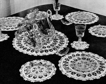 Vintage Crochet Pattern "Spun Sugar Lace Crochet Table Doilies Set" PDF Pattern -- INSTANT DOWNLOAD --4 Different Crochet Doily Sizes c.1939