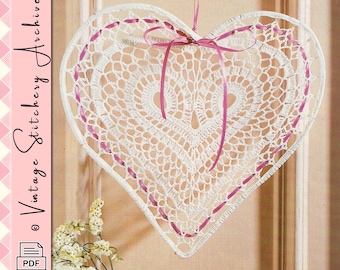 Heart Crochet Pattern "Sweetie Doily" Digital Crochet PDF Pattern -- INSTANT DOWNLOAD, Doily Crochet Pattern, Perfect for Hanging in Window