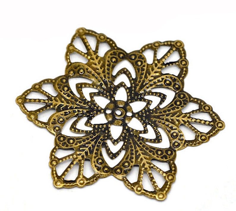 Nickel /& Cadmium Free F14283.J6H Filigree : 10 Antique Bronze Filigree Flower Wraps Connectors Lead Metal Stampings Filigree Links
