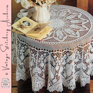 Patrón de mantel de crochet vintage, "Mantel redondo obra maestra provenzal". Patrón digital de crochet en PDF - DESCARGA INSTANTÁNEA