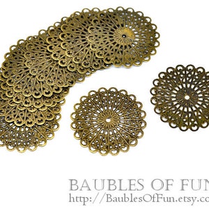 Filigree : 10 pieces Antique Bronze Filigree Flower Links Brass Filigree Connectors Lead, Nickel & Cadmium Free F14809 image 3