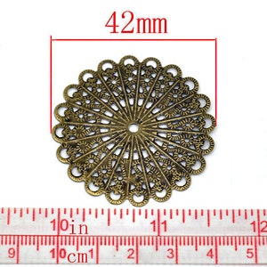 Filigree : 10 pieces Antique Bronze Filigree Flower Links Brass Filigree Connectors Lead, Nickel & Cadmium Free F14809 image 2